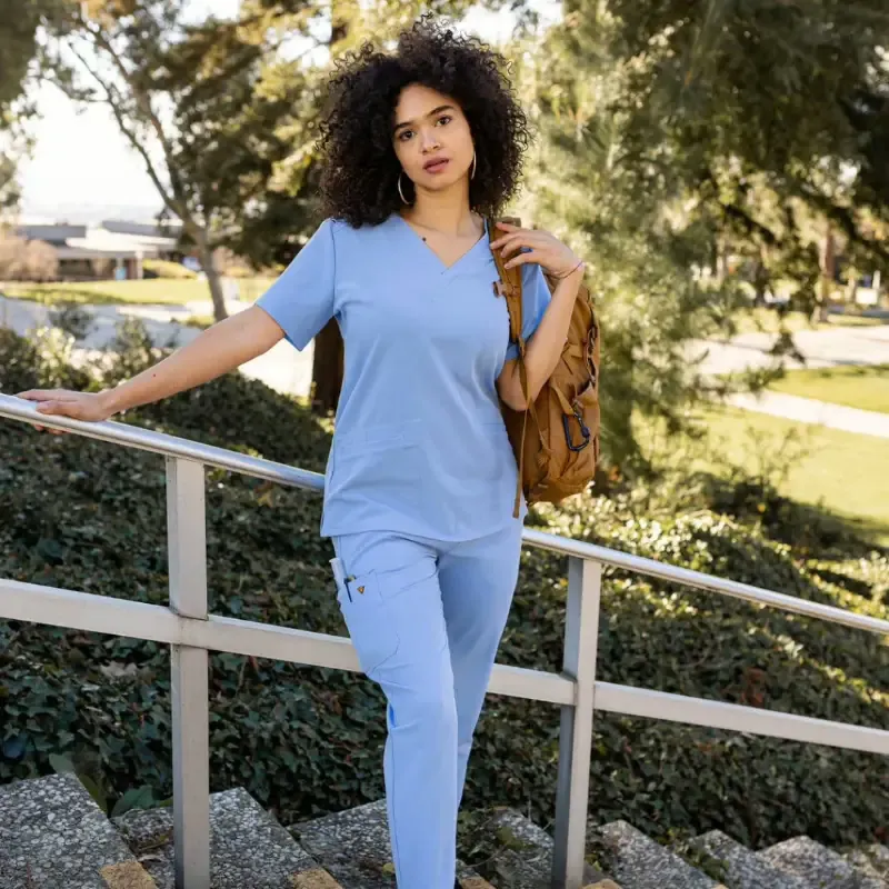 Ceil and Light Blue Scrubs
