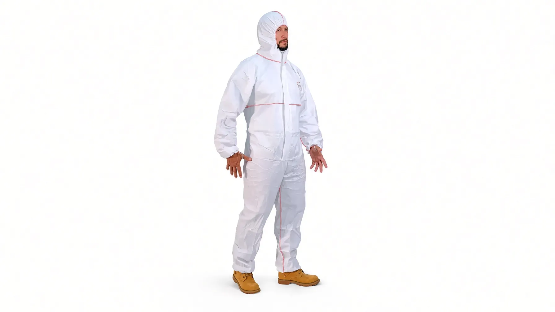 Type 4 chemical coverall with taped seams for splash, spray and contaminant exposure