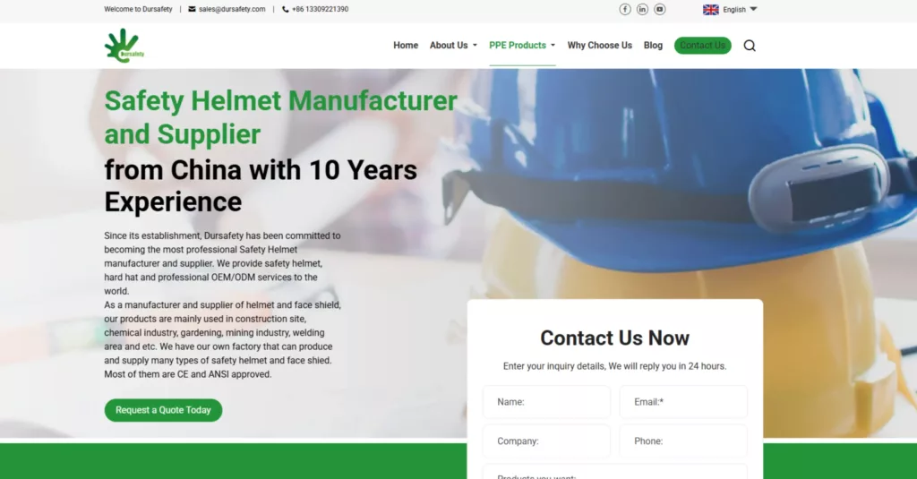 DurSafety bulk PPE and safety helmet products for construction and mining