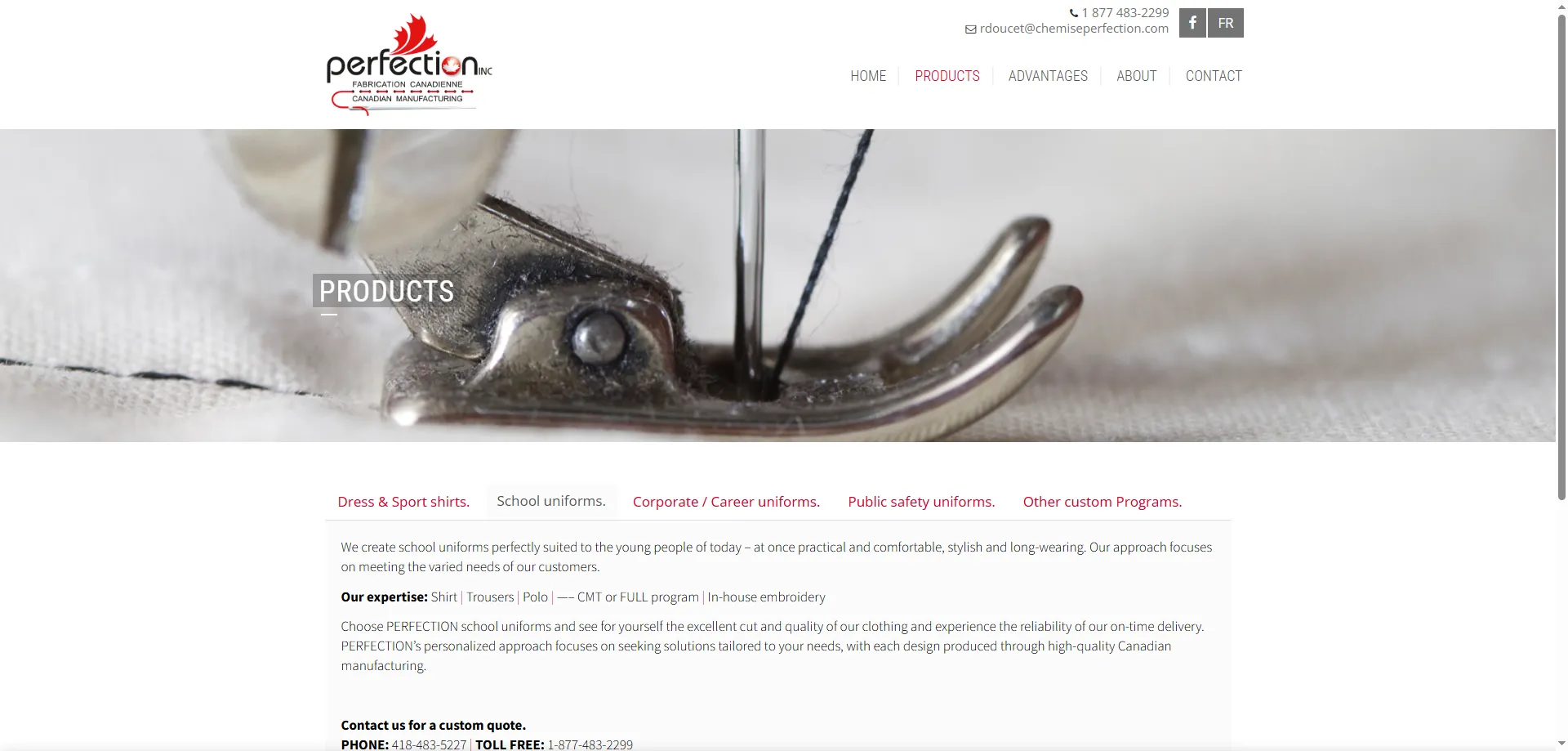 Perfection Inc. custom uniform design