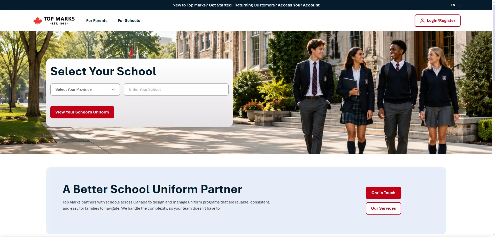 Top Marks school uniform program