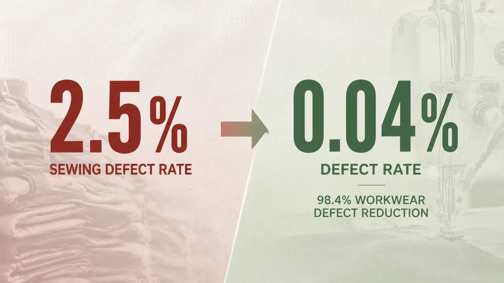 Workwear defect reduction on the production line