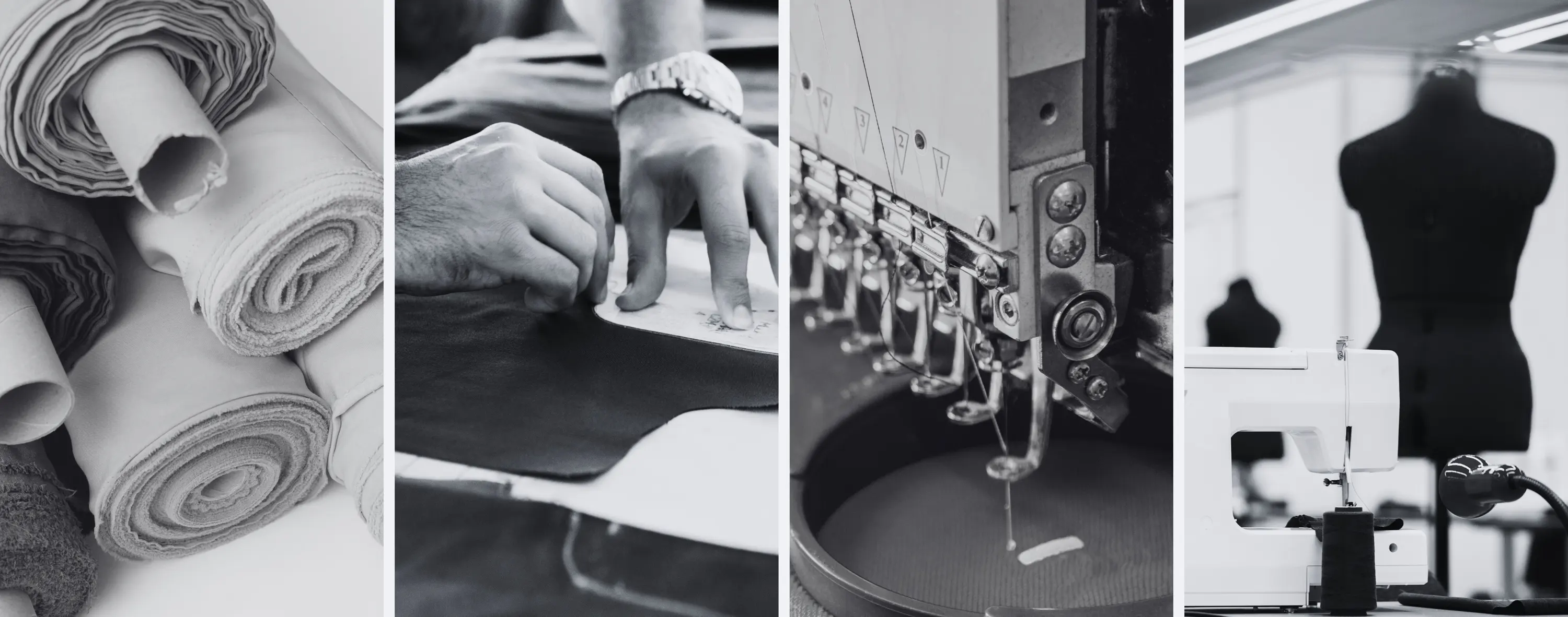 Textile factory manufacturing floor with industrial sewing machines in action
