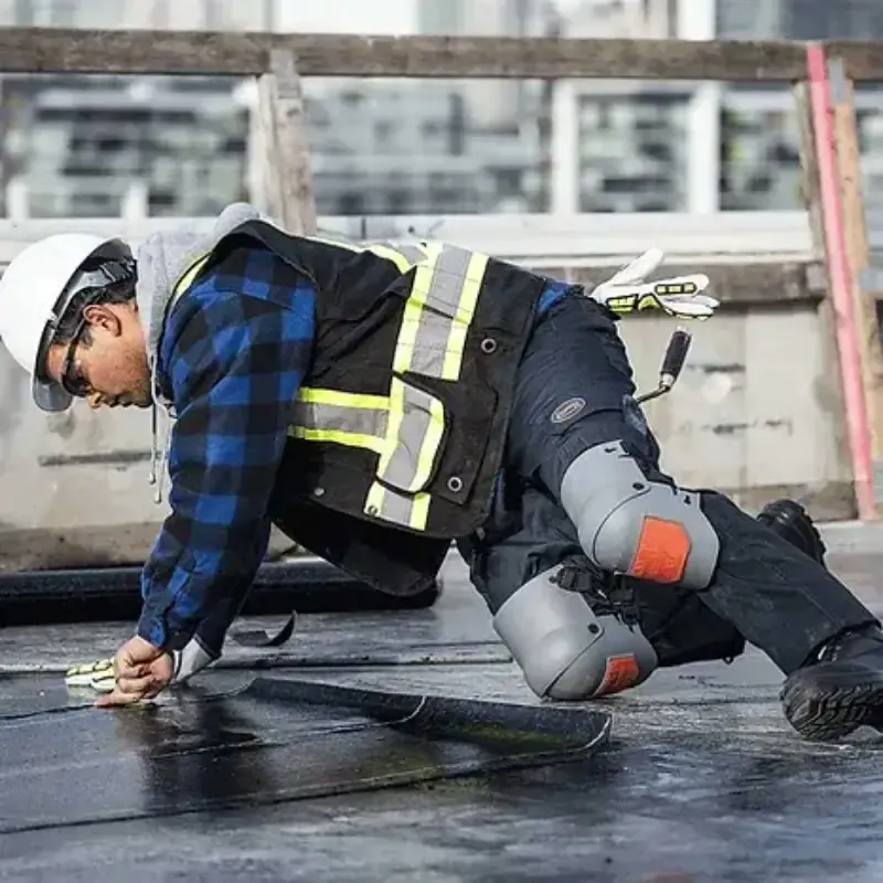 Knee Pad Pockets — industrial uniform feature detail