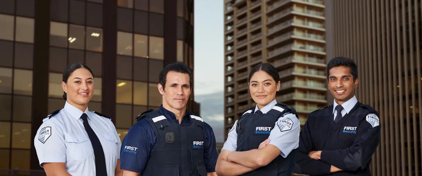 Security team in professional uniforms