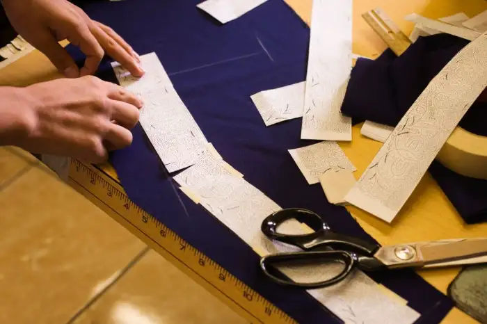 Custom pattern making and fabric cutting at LantaoWork factory