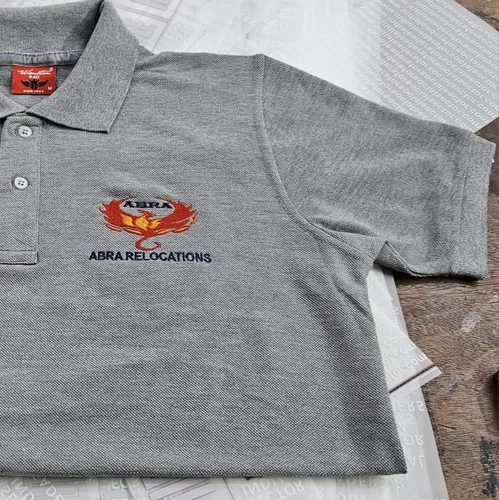 Custom polo shirt with embroidered logo placement