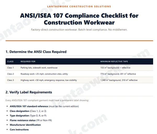 ANSI/ISEA 107 Compliance Checklist PDF preview