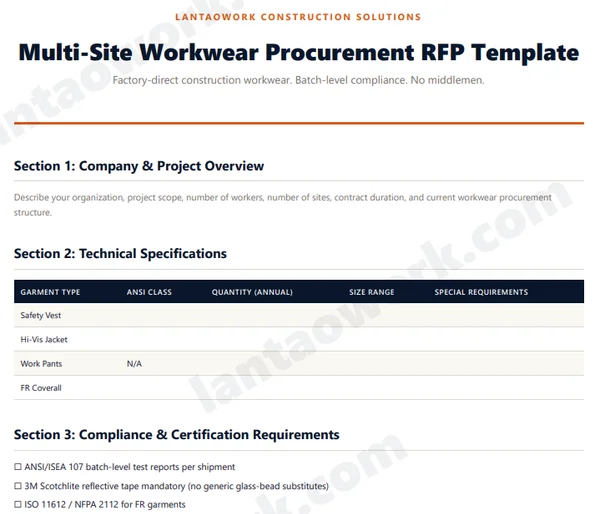 Multi-Site Workwear Procurement RFP Template PDF preview
