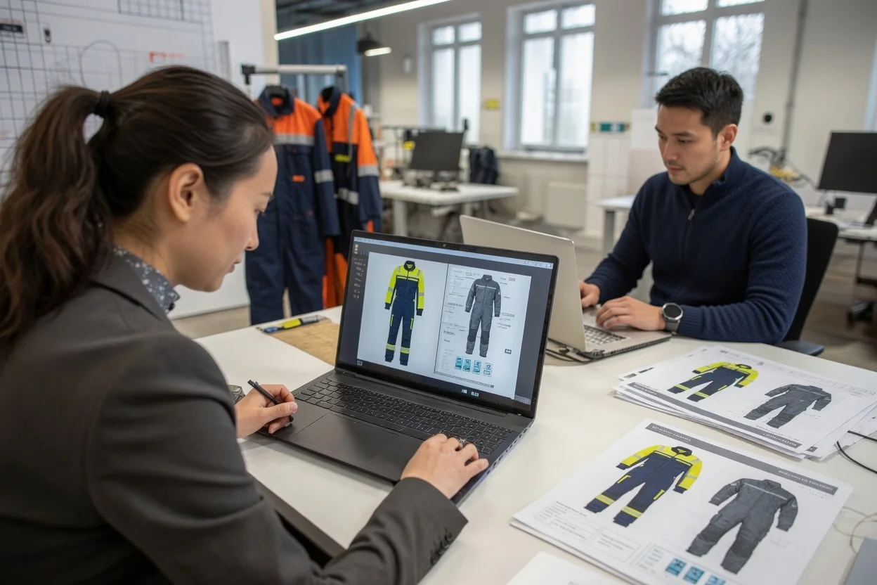 3D digital garment sampling on screen with measurements