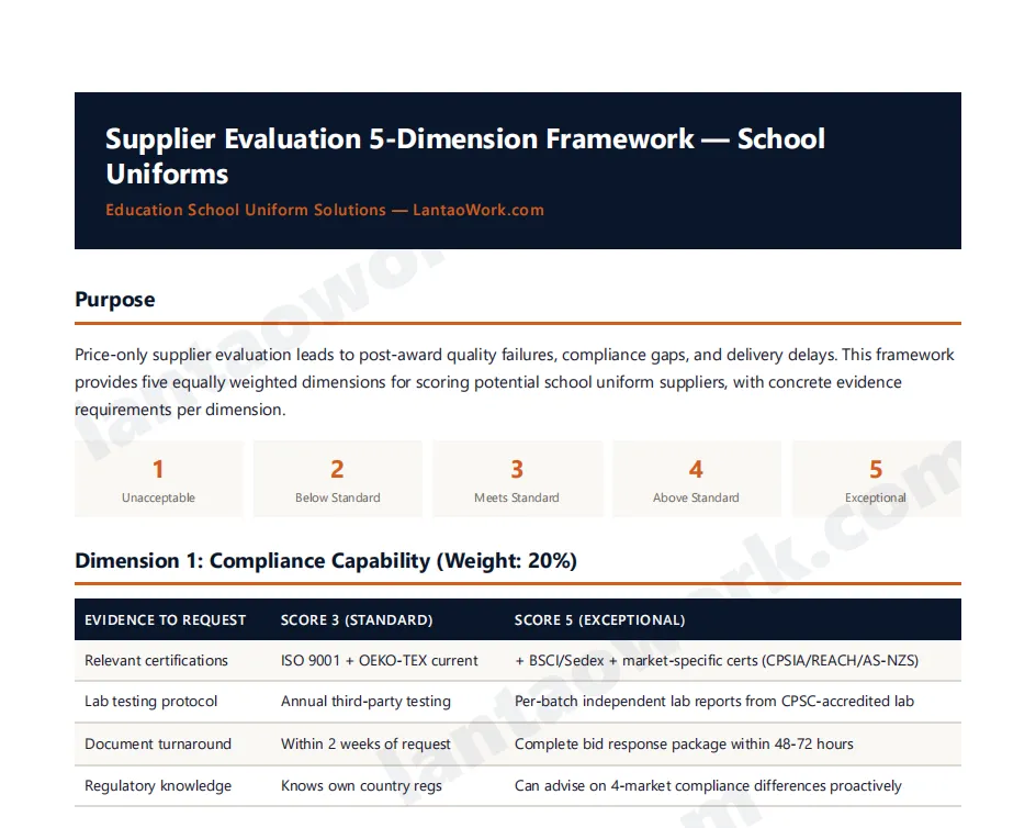 Supplier Evaluation 5-Dimension Framework PDF preview